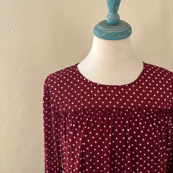 V Ery J Polka Dot Dress in Burgundy Medium - Picture 7 of 8